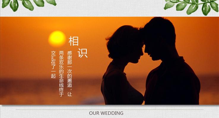 小清新風(fēng)格之我的浪漫愛情婚禮PPT相冊模板