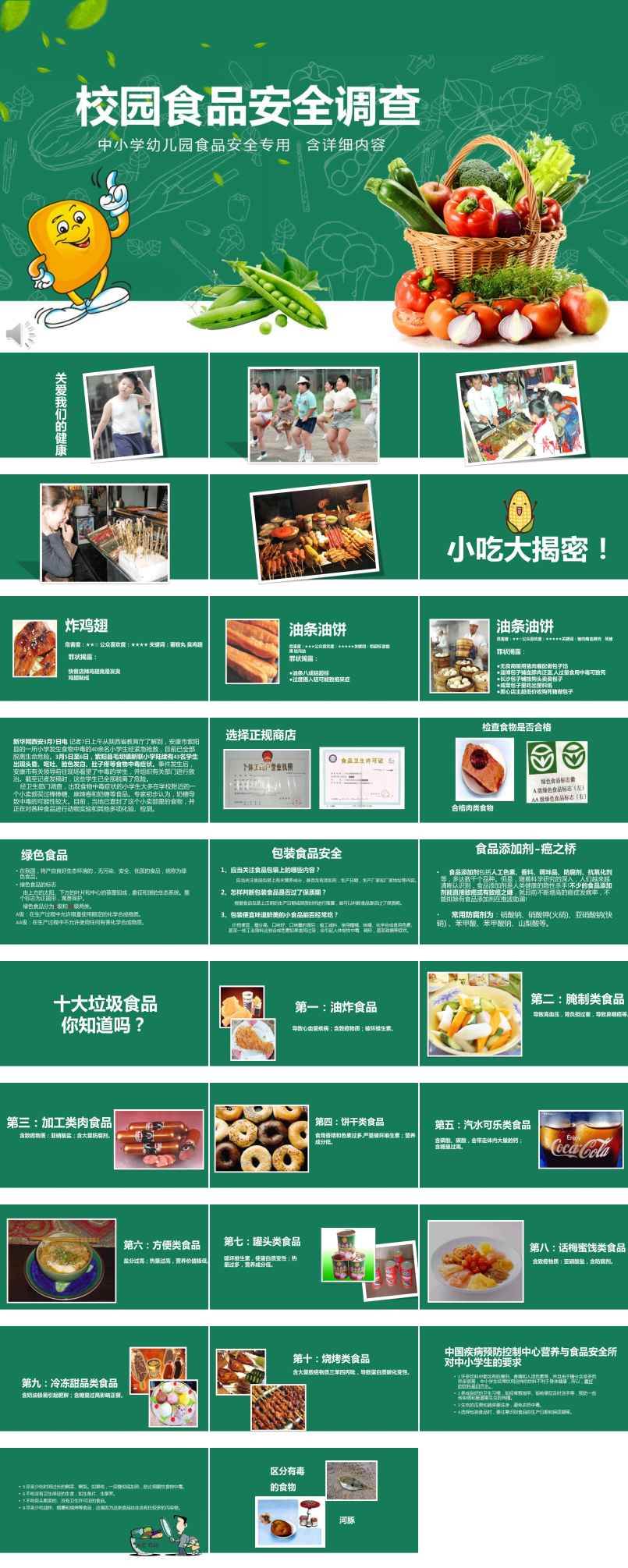 中小學校園食品安全調(diào)查教育PPT模板