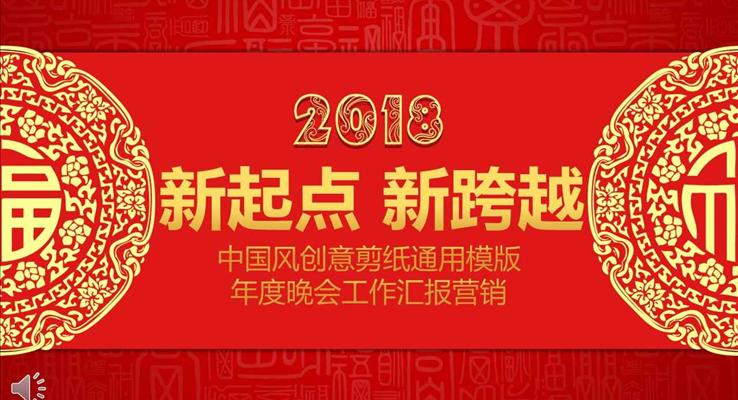 喜慶中國風(fēng)創(chuàng)意剪紙通用模板年度晚會工作匯報總結(jié)