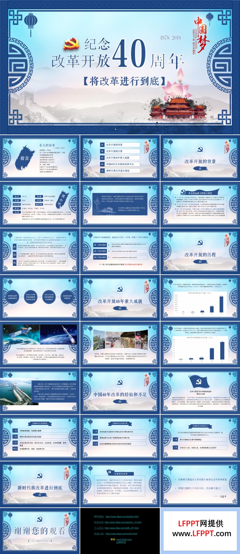 紀(jì)念改革開放40周年P(guān)PT模板