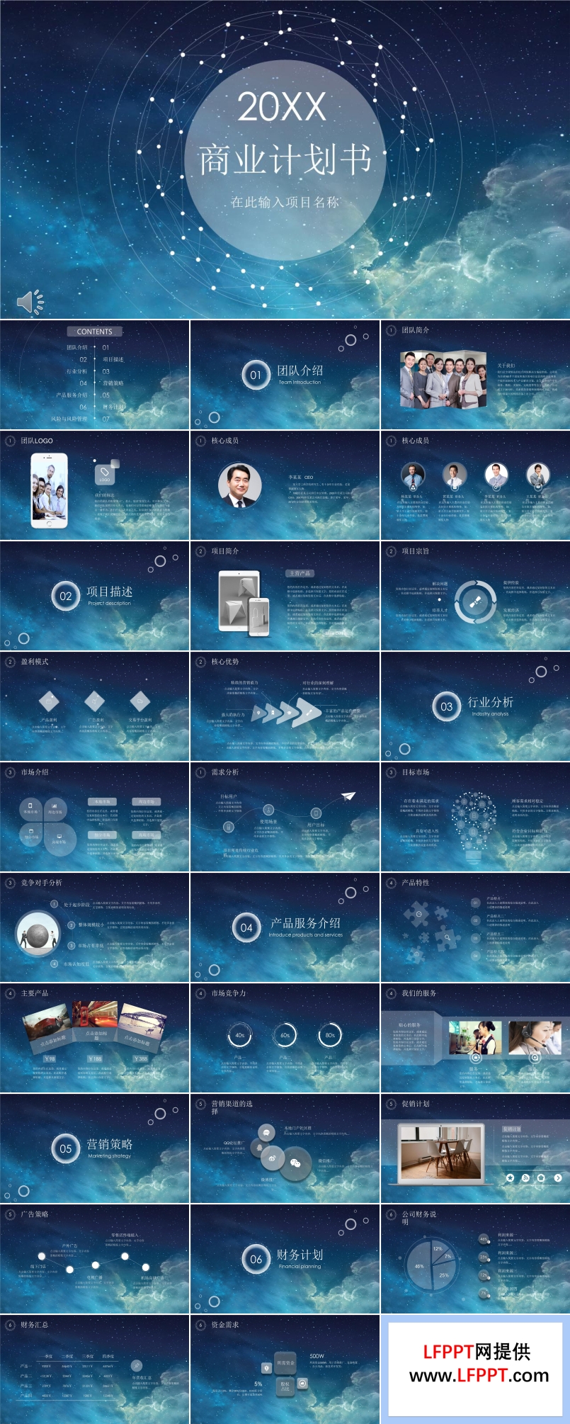 星空風(fēng)商業(yè)計(jì)劃書PPT模板