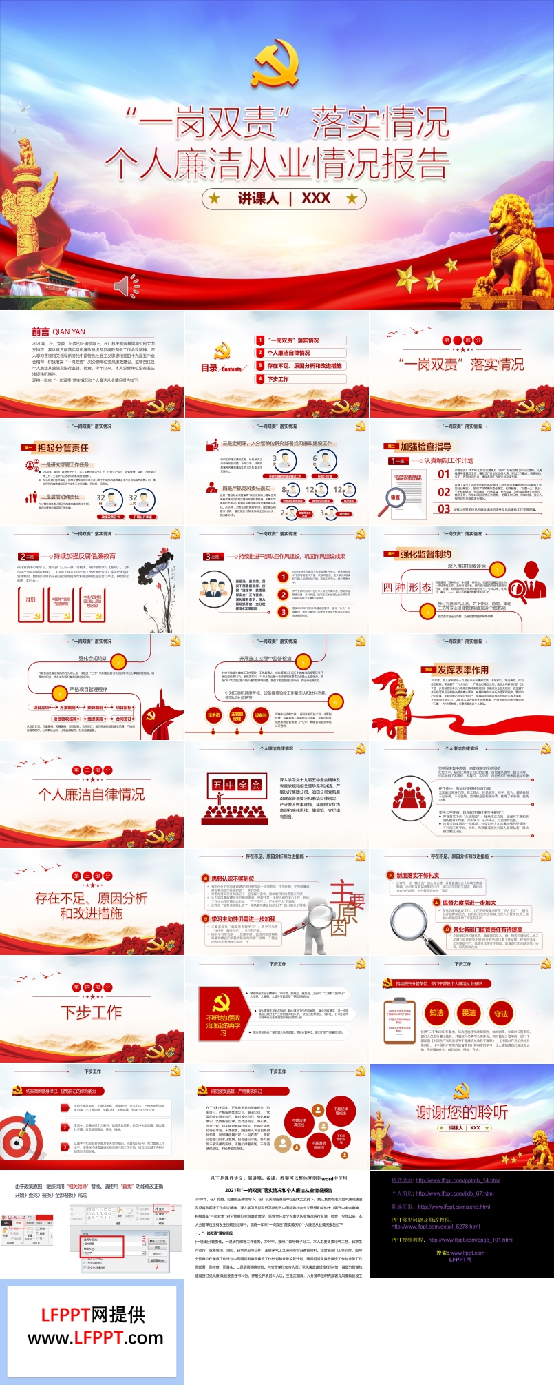 一崗雙責(zé)落實(shí)情況個(gè)人廉潔從業(yè)情況報(bào)告PPT