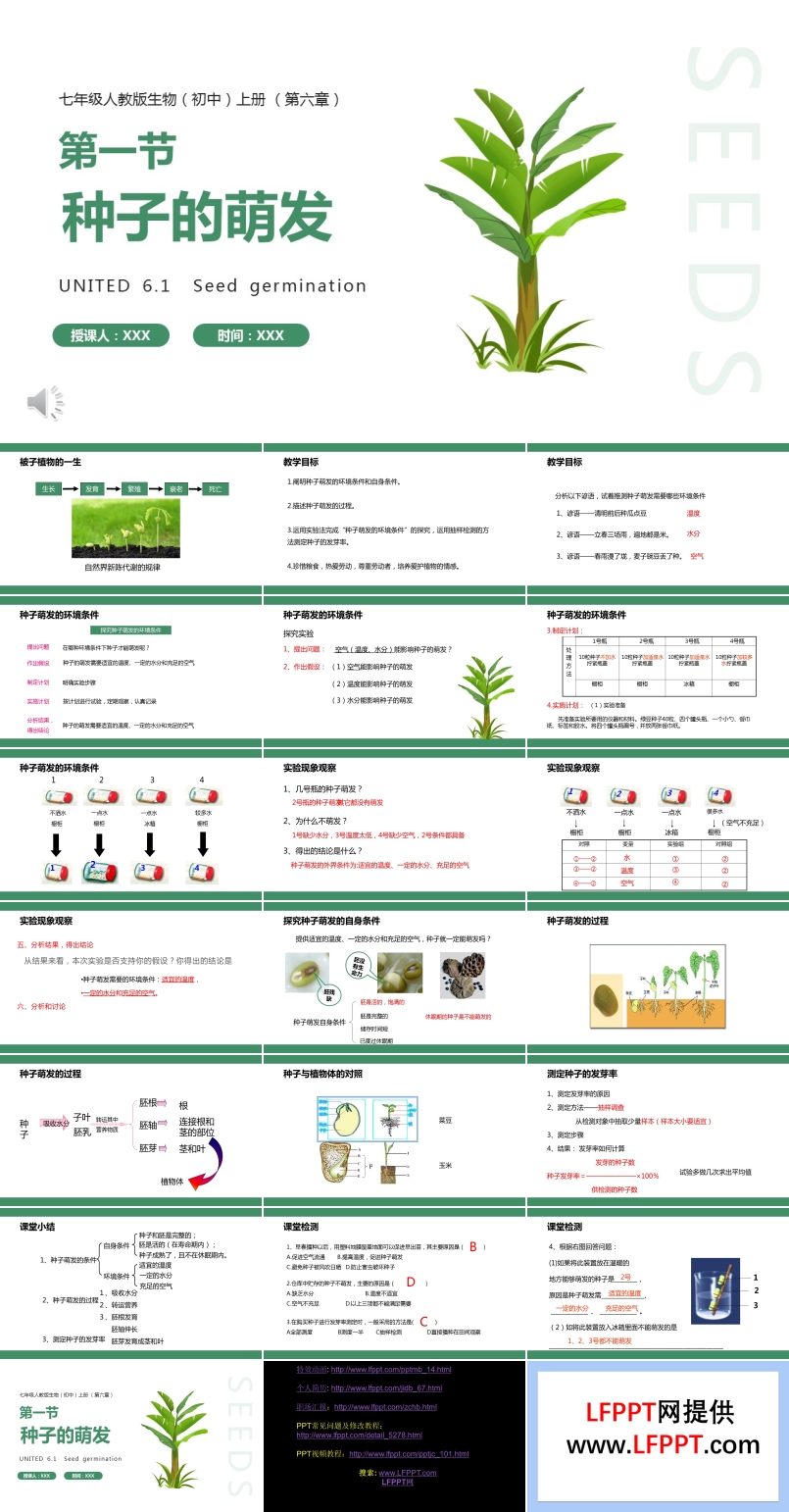 部編版七年級生物上冊種子的萌發(fā)課件PPT