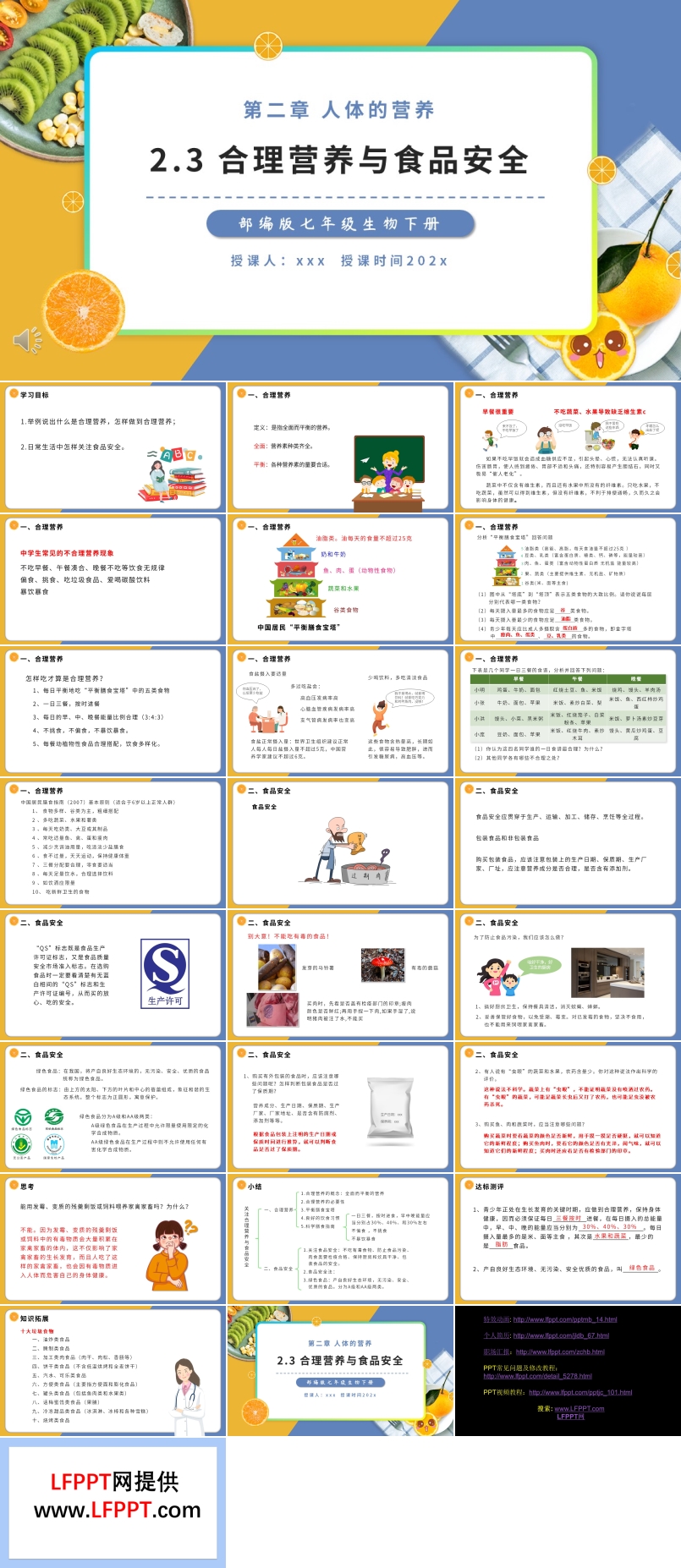 部編版七年級生物下冊合理營養(yǎng)與食品安全課件PPT