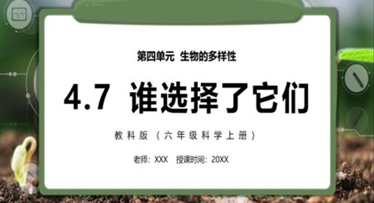 教科版六年級科學上冊誰選擇了它們PPT課件模板