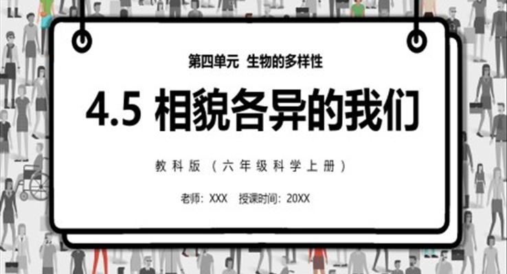 相貌各異的我們PPT課件模板教科版六年級科學上冊