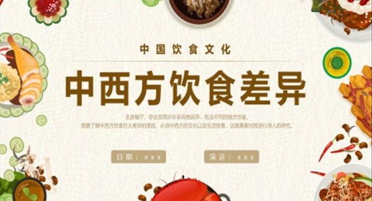 中西方飲食差異文化介紹PPT課件模板復(fù)古中國(guó)風(fēng)