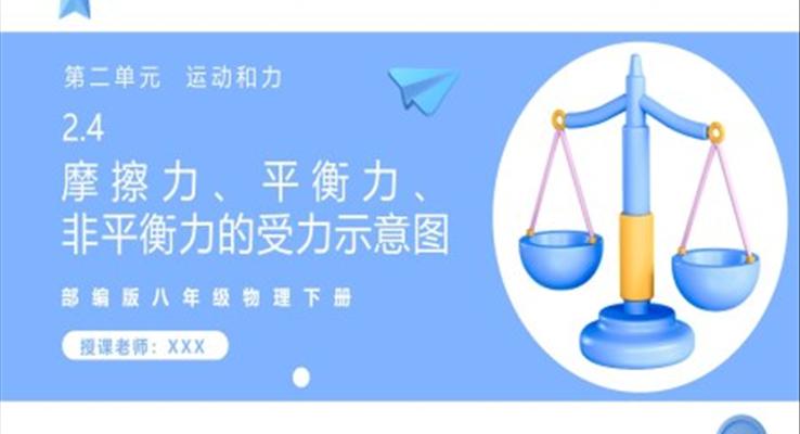 摩擦力、平衡力、非平衡力的受力示意圖課件PPT模板部編版八年級(jí)物理下冊(cè)